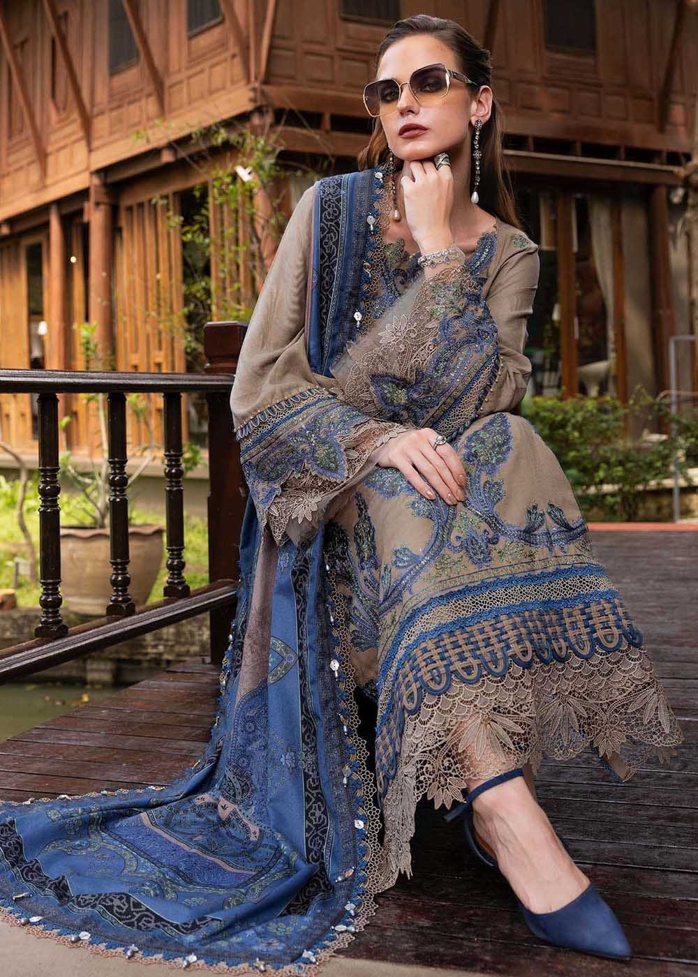mocha sapphire elegance linen embroidered 3 piece suit – m print inspired design mocha sapphire elegance linen embroidered 3 piece suit – m print inspired design