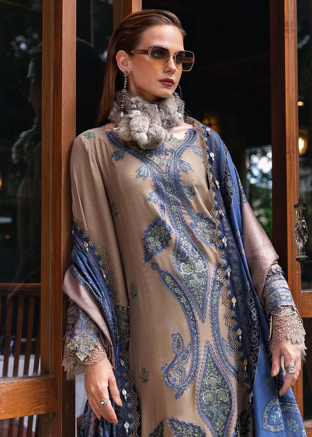 mocha sapphire elegance linen embroidered 3 piece suit – m print inspired design mocha sapphire elegance linen embroidered 3 piece suit – m print inspired design
