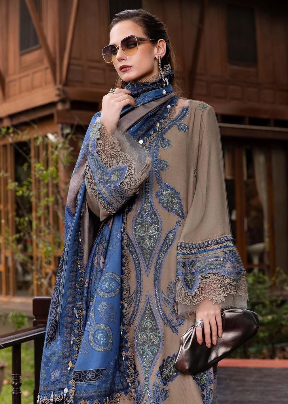 mocha sapphire elegance linen embroidered 3 piece suit – m print inspired design mocha sapphire elegance linen embroidered 3 piece suit – m print inspired design