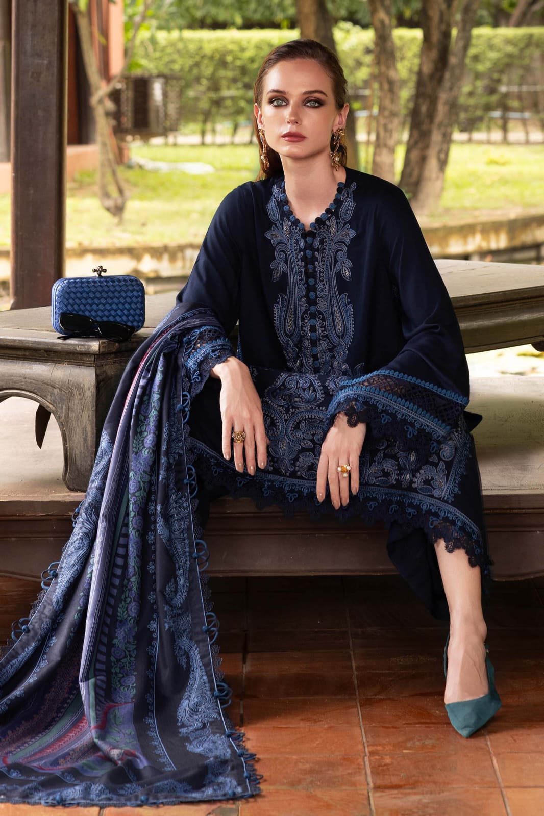 sapphire bloom elegance linen embroidered 3 piece suit – m print inspired by maria b sapphire bloom elegance linen embroidered 3 piece suit – m print inspired by maria b